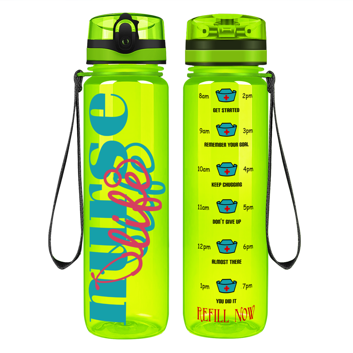 Nurse Life on 32oz Motivational Tracking Water Bottle