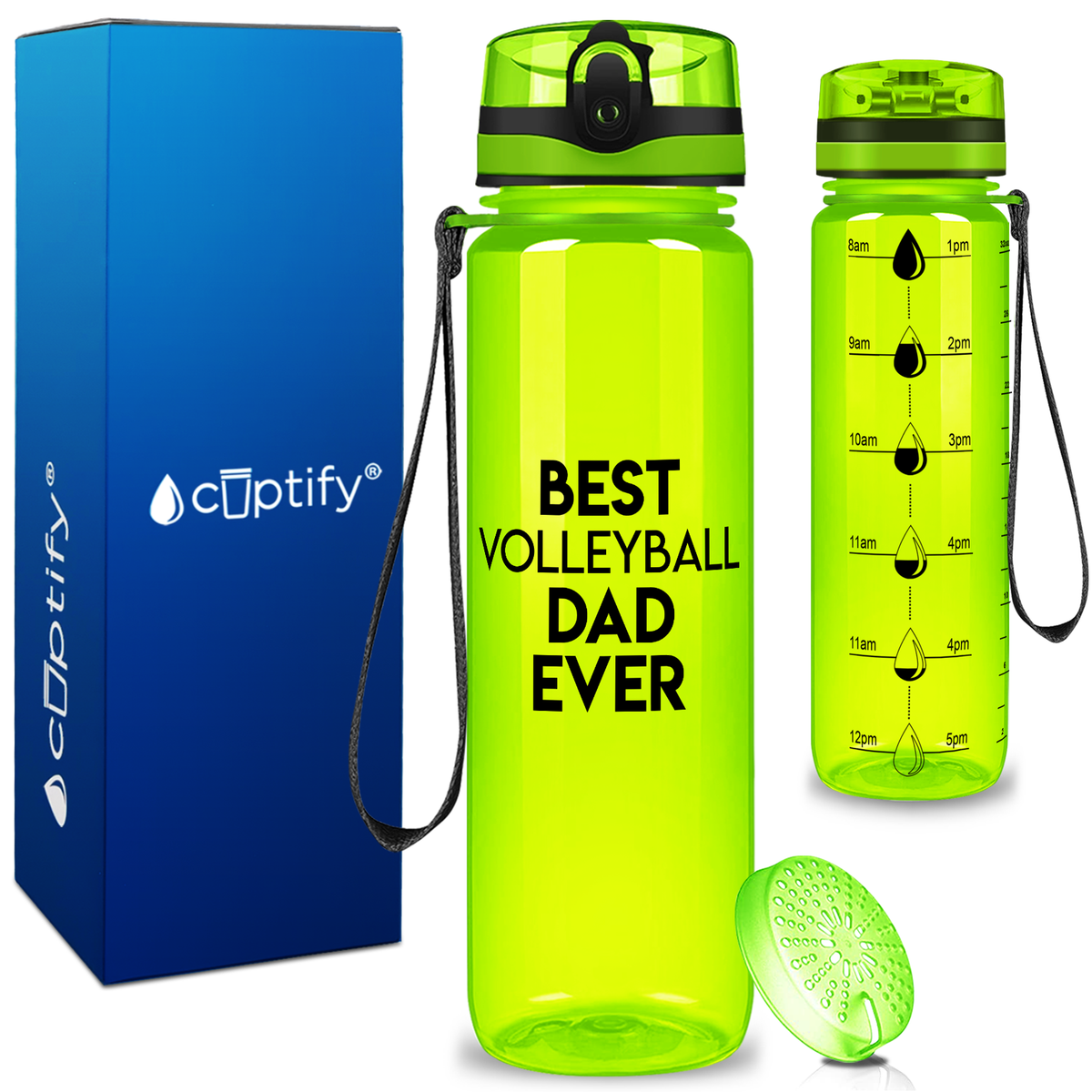Best Volleyball Dad Ever on 32 oz Motivational Tracking Water Bottle
