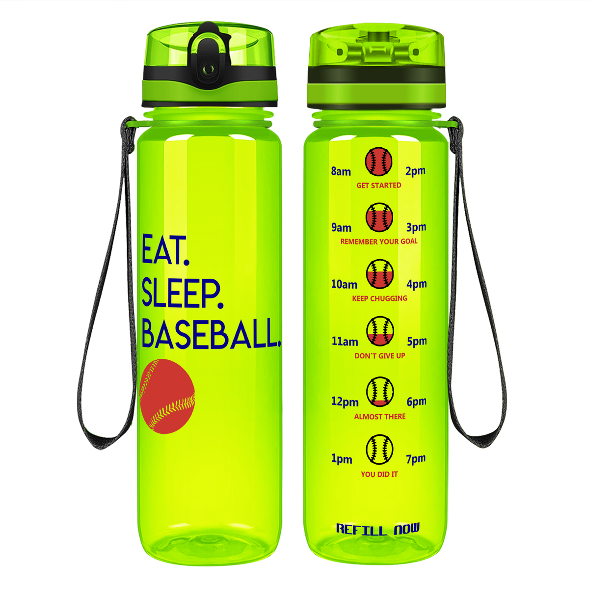 Eat Sleep Baseball on 32 oz Motivational Tracking Water Bottle