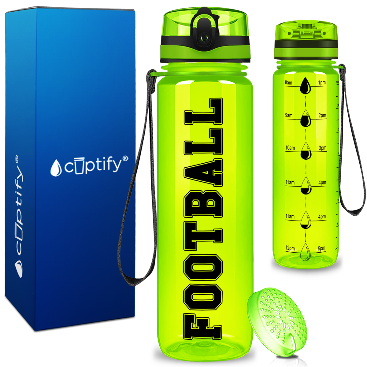 Football on 32 oz Motivational Tracking Water Bottle