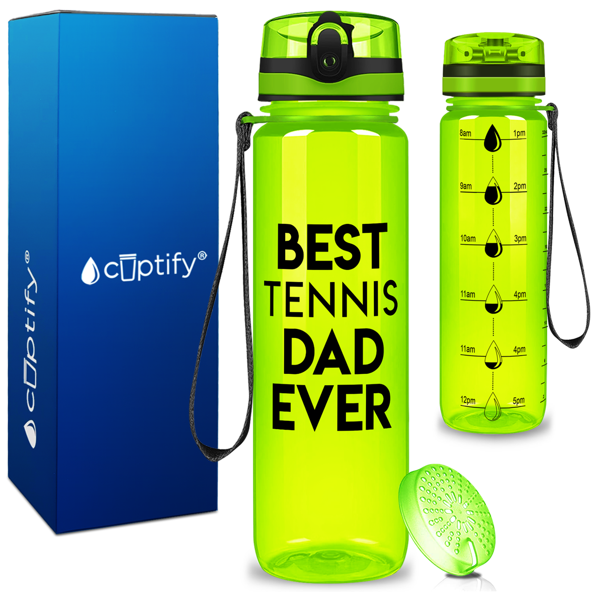 Best Tennis Dad Ever on 32 oz Motivational Tracking Water Bottle