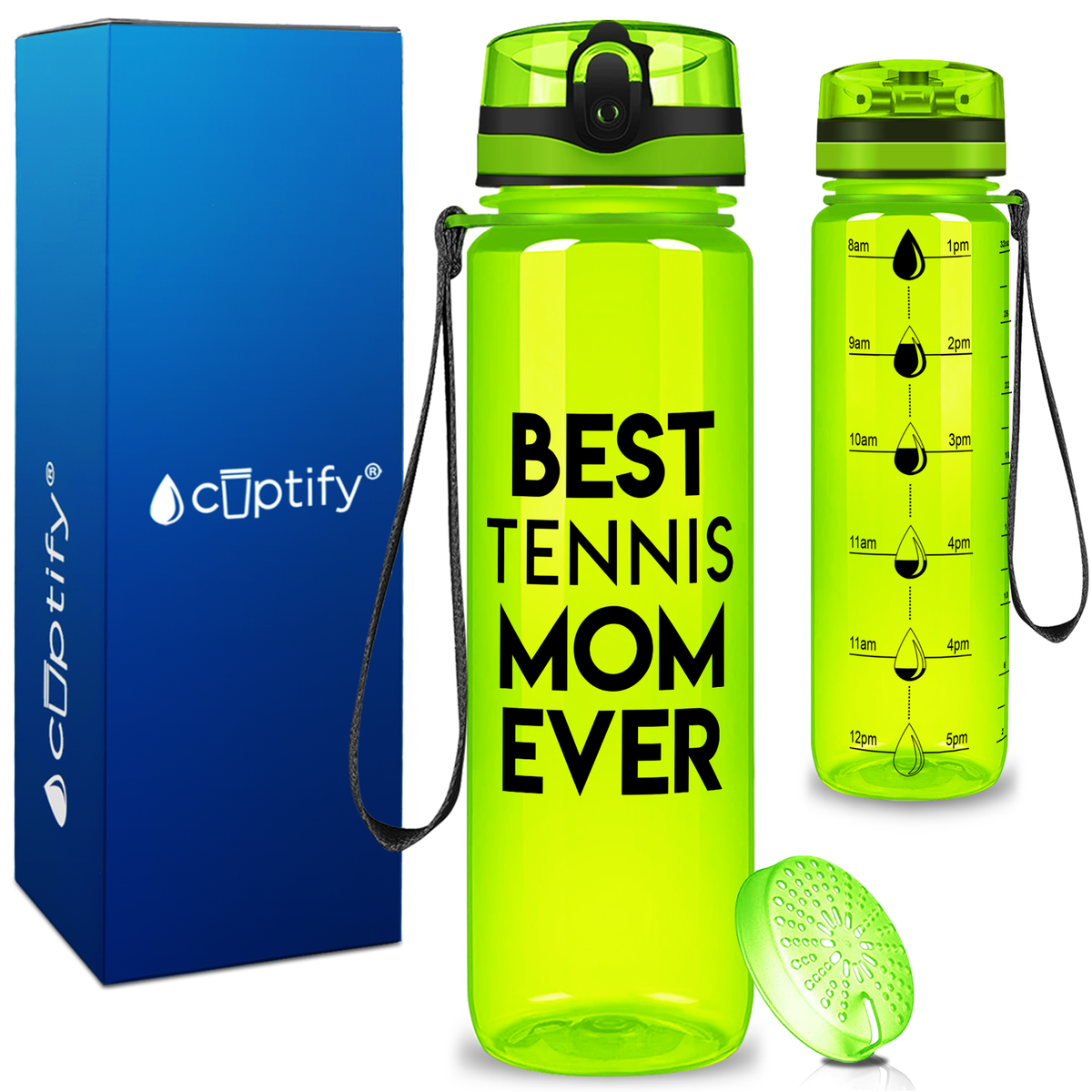 Best Tennis Mom Ever on 32 oz Motivational Tracking Water Bottle