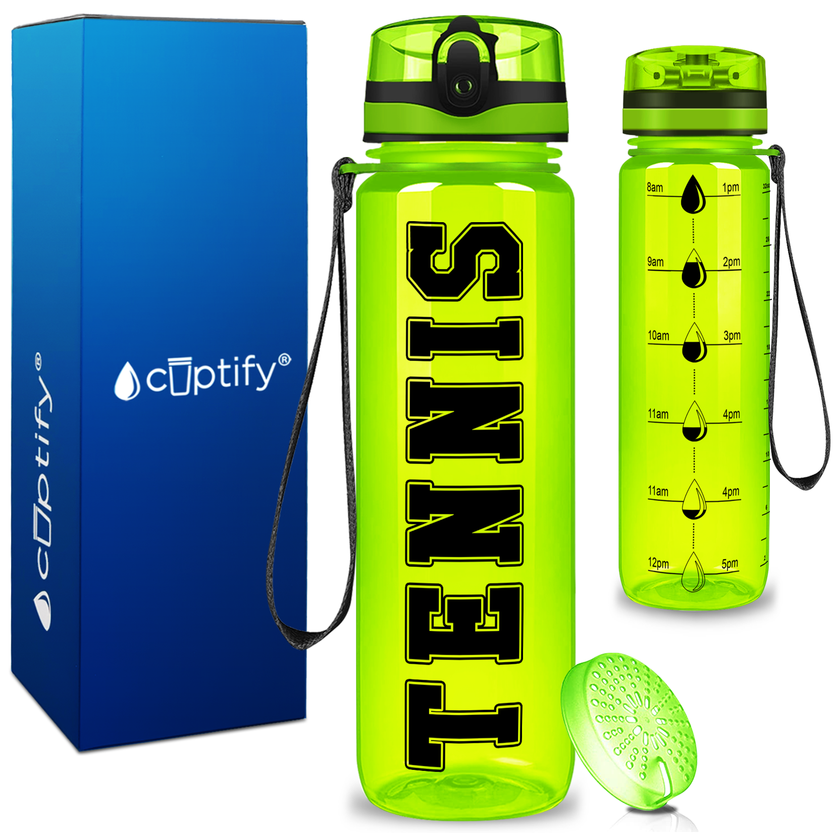 Tennis on 32 oz Motivational Tracking Water Bottle