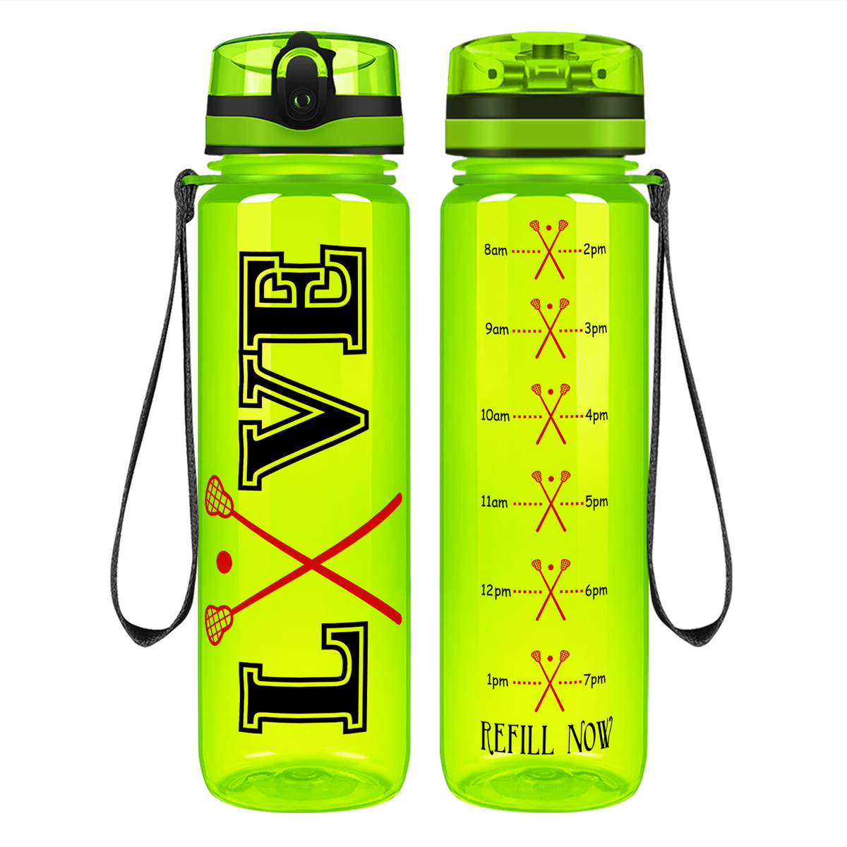 Lacrosse Love on 32 oz Motivational Tracking Water Bottle