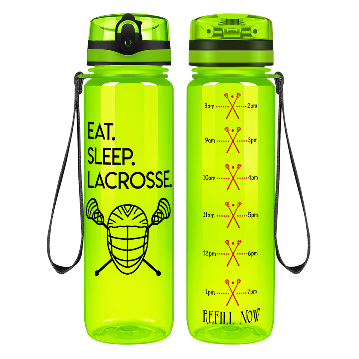 Eat Sleep Lacrosse on 32 oz Motivational Tracking Water Bottle