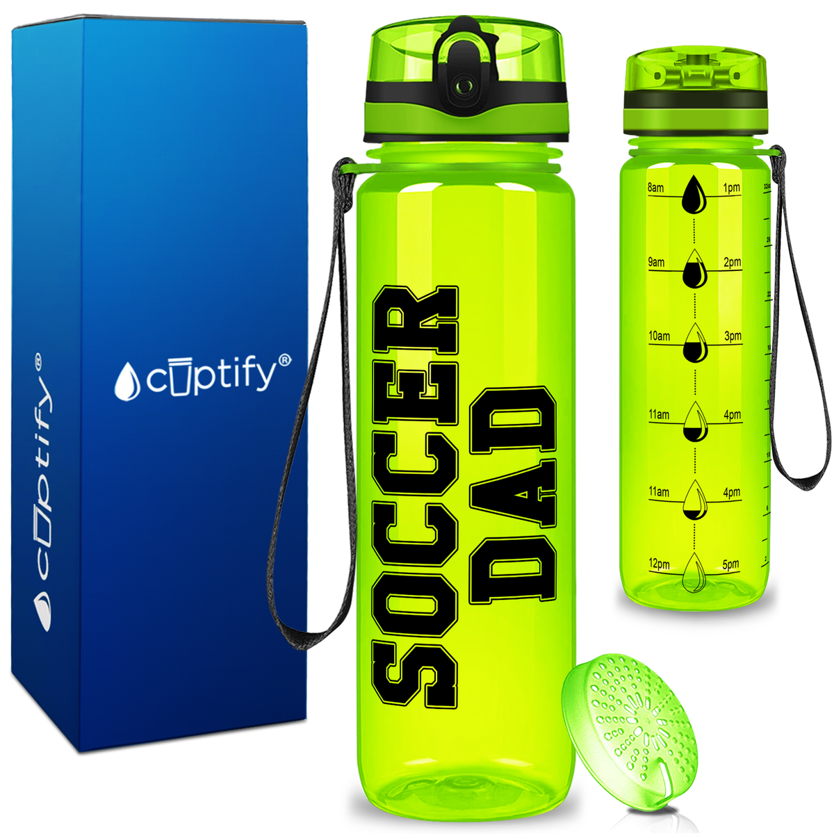 Soccer Dad on 32 oz Motivational Tracking Water Bottle
