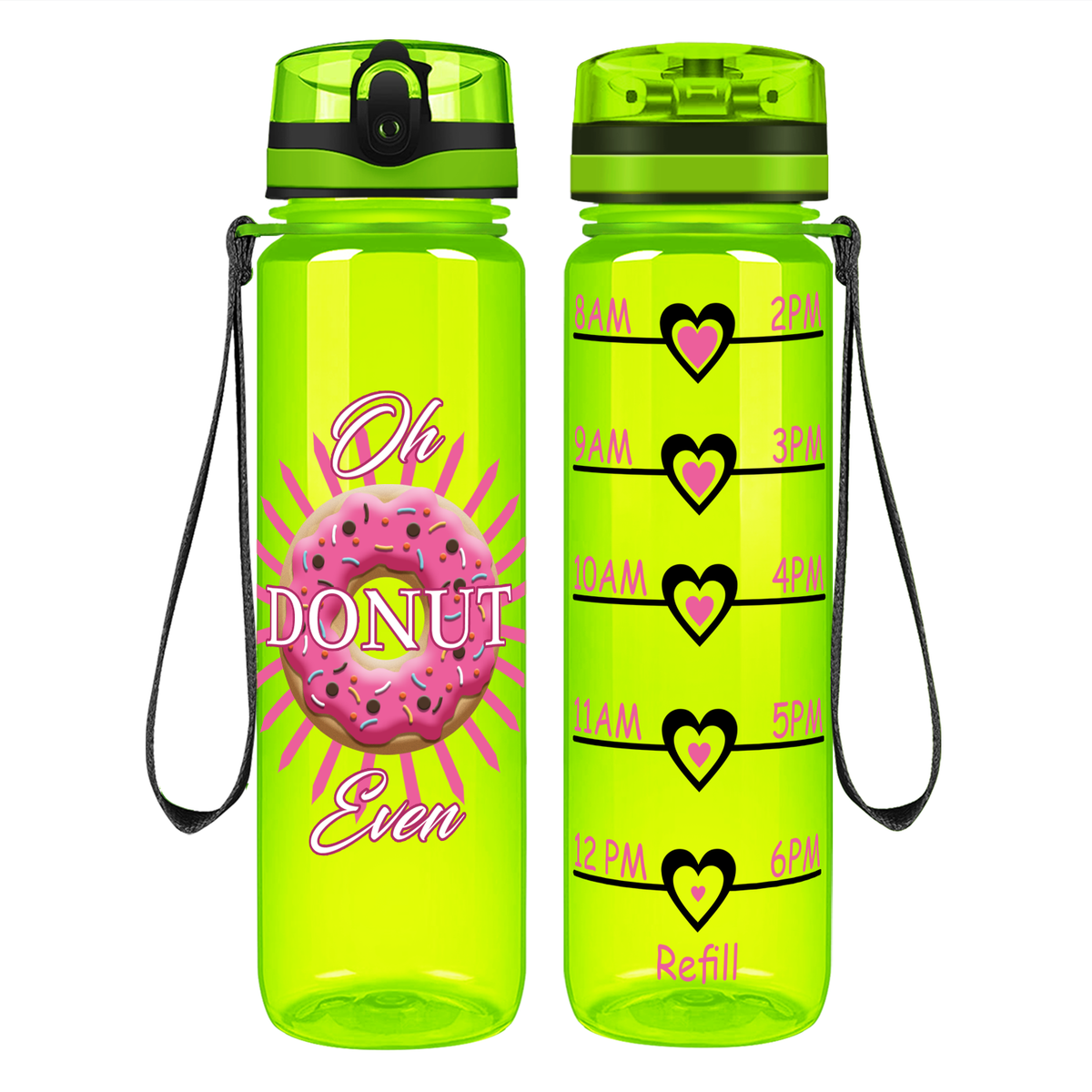 Oh Donut Even on 32 oz Motivational Tracking Water Bottle
