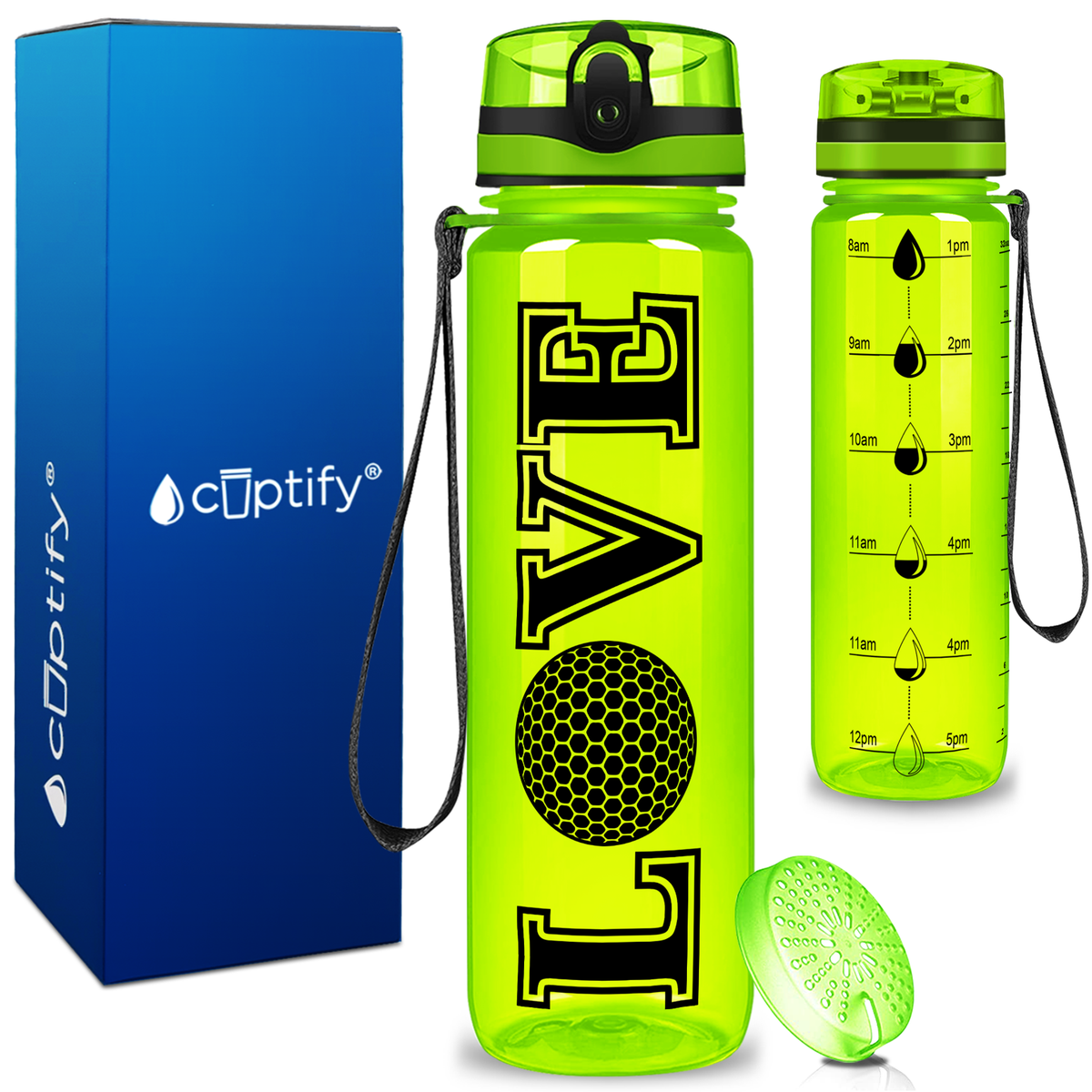 Golf Love on 32 oz Motivational Tracking Water Bottle