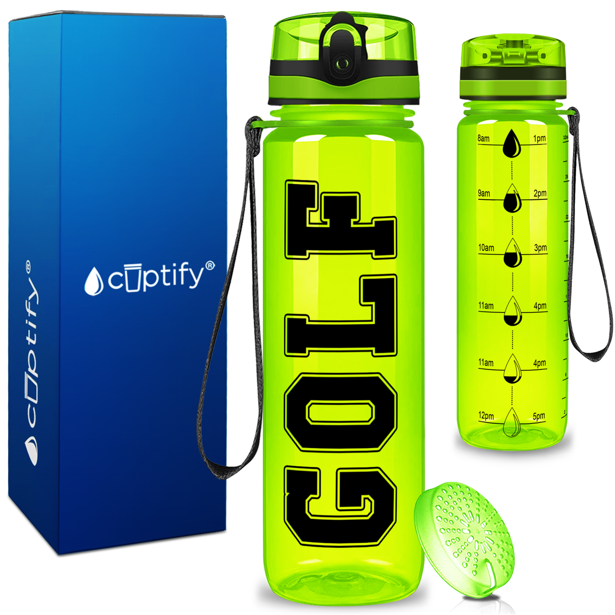 Golf on 32 oz Motivational Tracking Water Bottle
