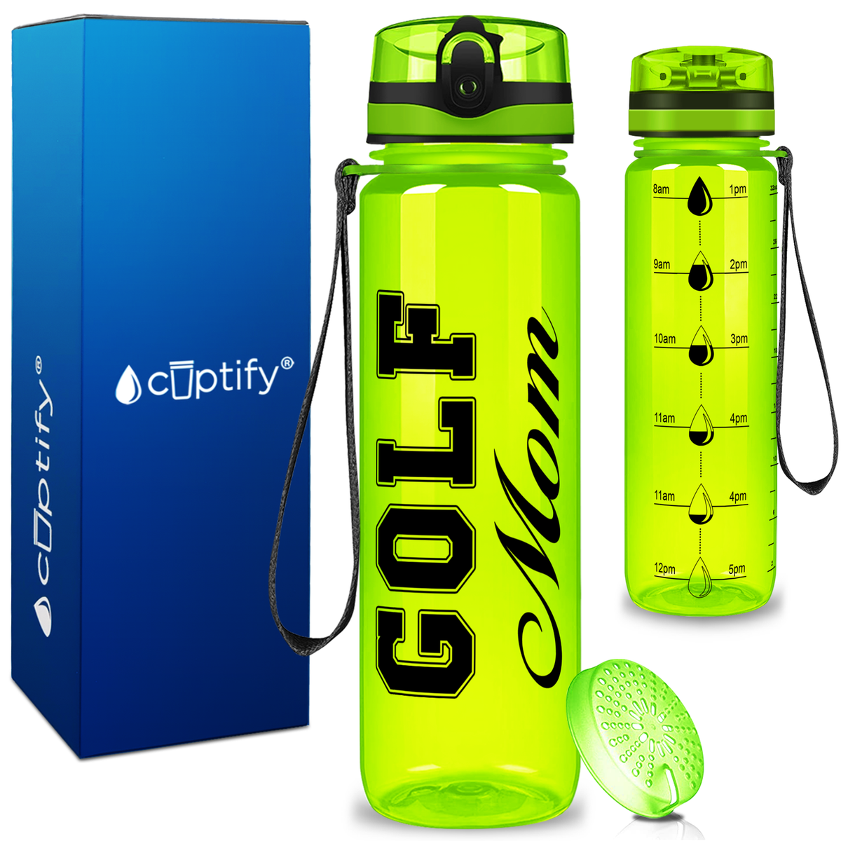 Golf Mom on 32 oz Motivational Tracking Water Bottle
