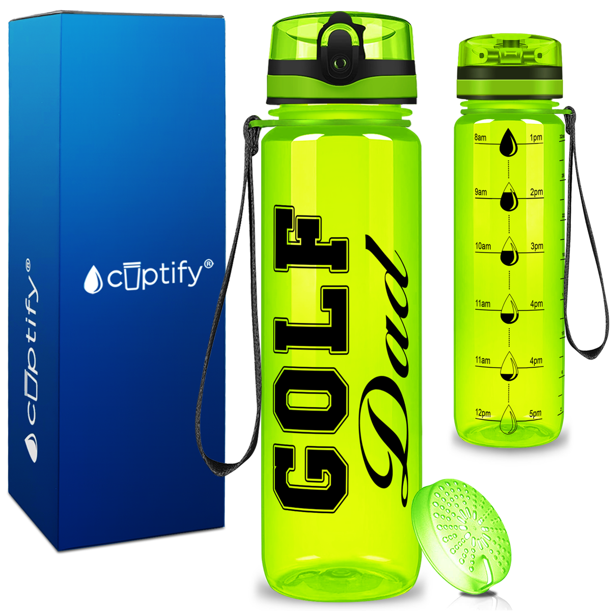 Golf Dad on 32 oz Motivational Tracking Water Bottle