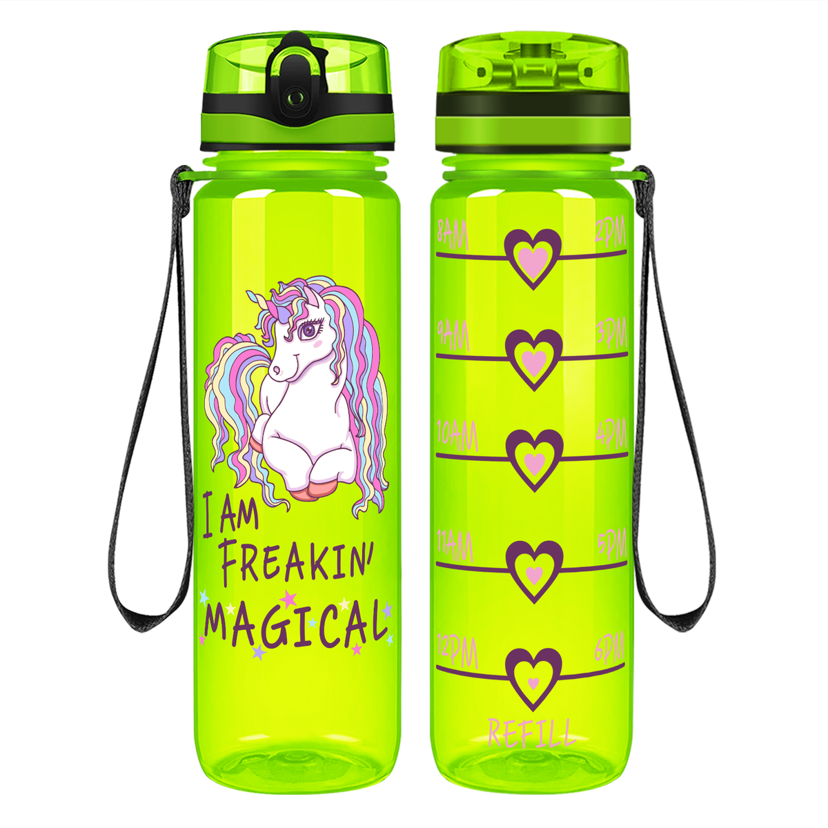 Freakin' Magical 32 oz Motivational Tracking Unicorn Water Bottle