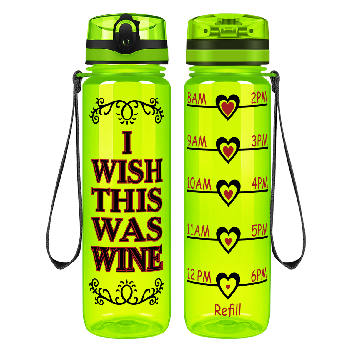 Wish This Was Wine on 32 oz Motivational Tracking Water Bottle
