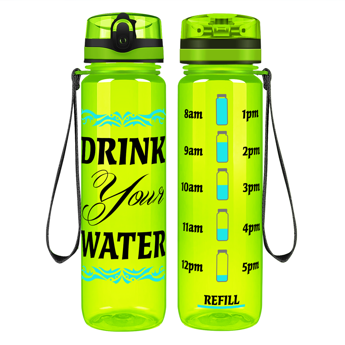 Your Water Wave on 32 oz Motivational Tracking Water Bottle