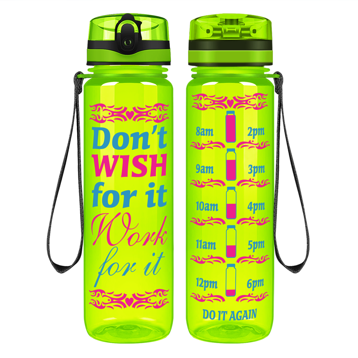 Work For It on 32 oz Motivational Tracking Water Bottle