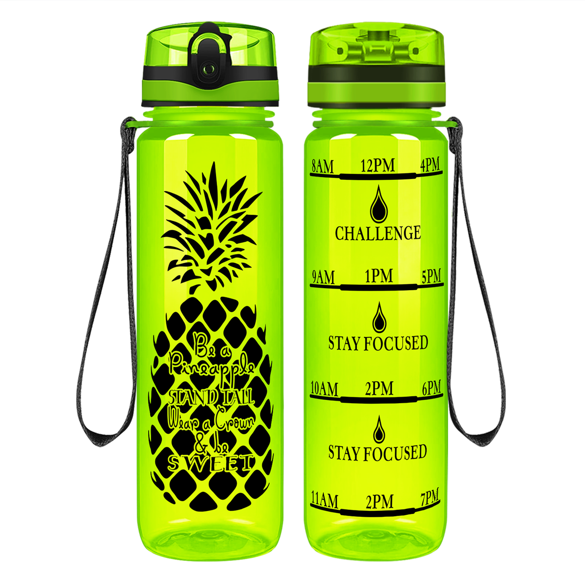 Pineapple Stand Tall on 32 oz Motivational Tracking Water Bottle