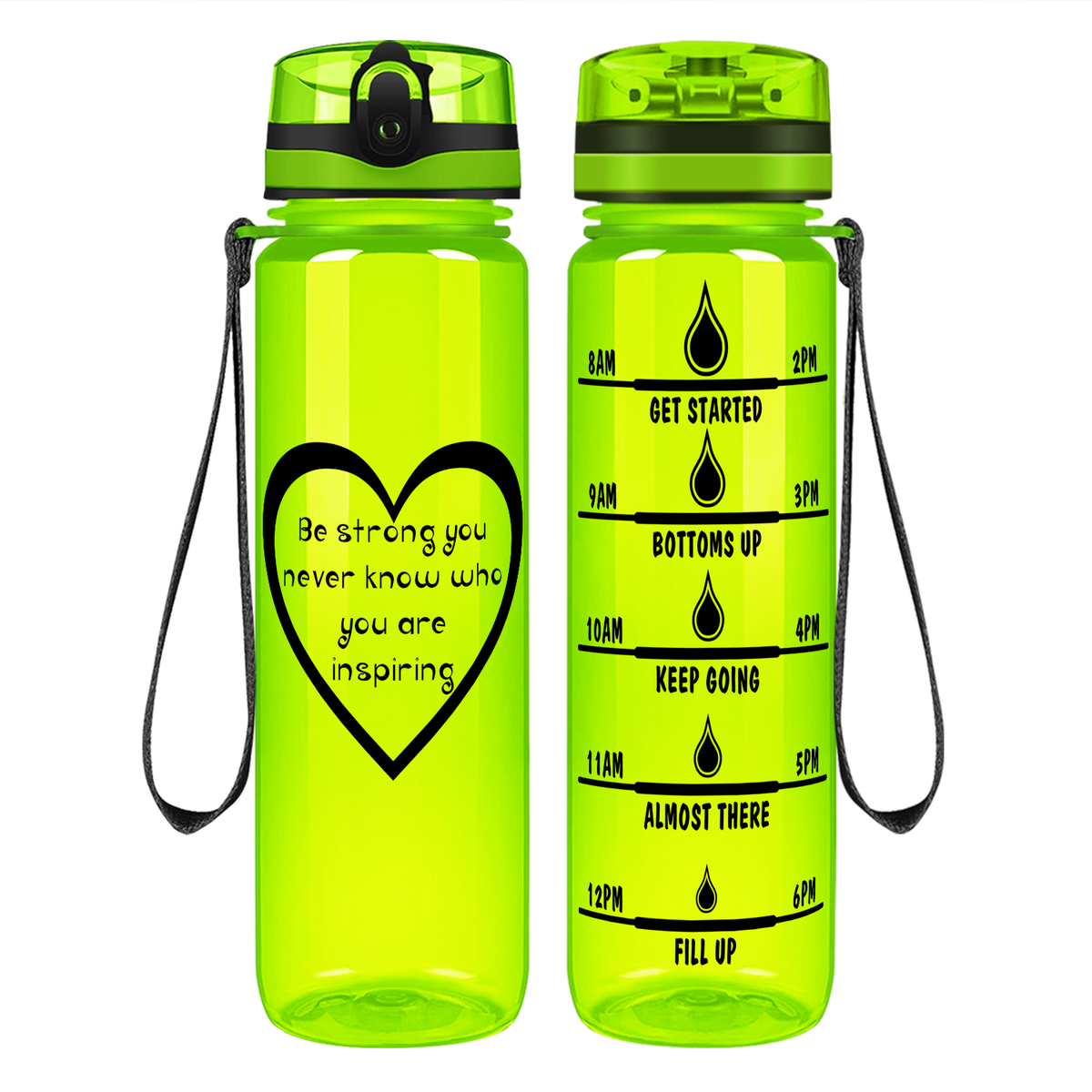 Heart You Are Inspiring on 32 oz Motivational Tracking Water Bottle