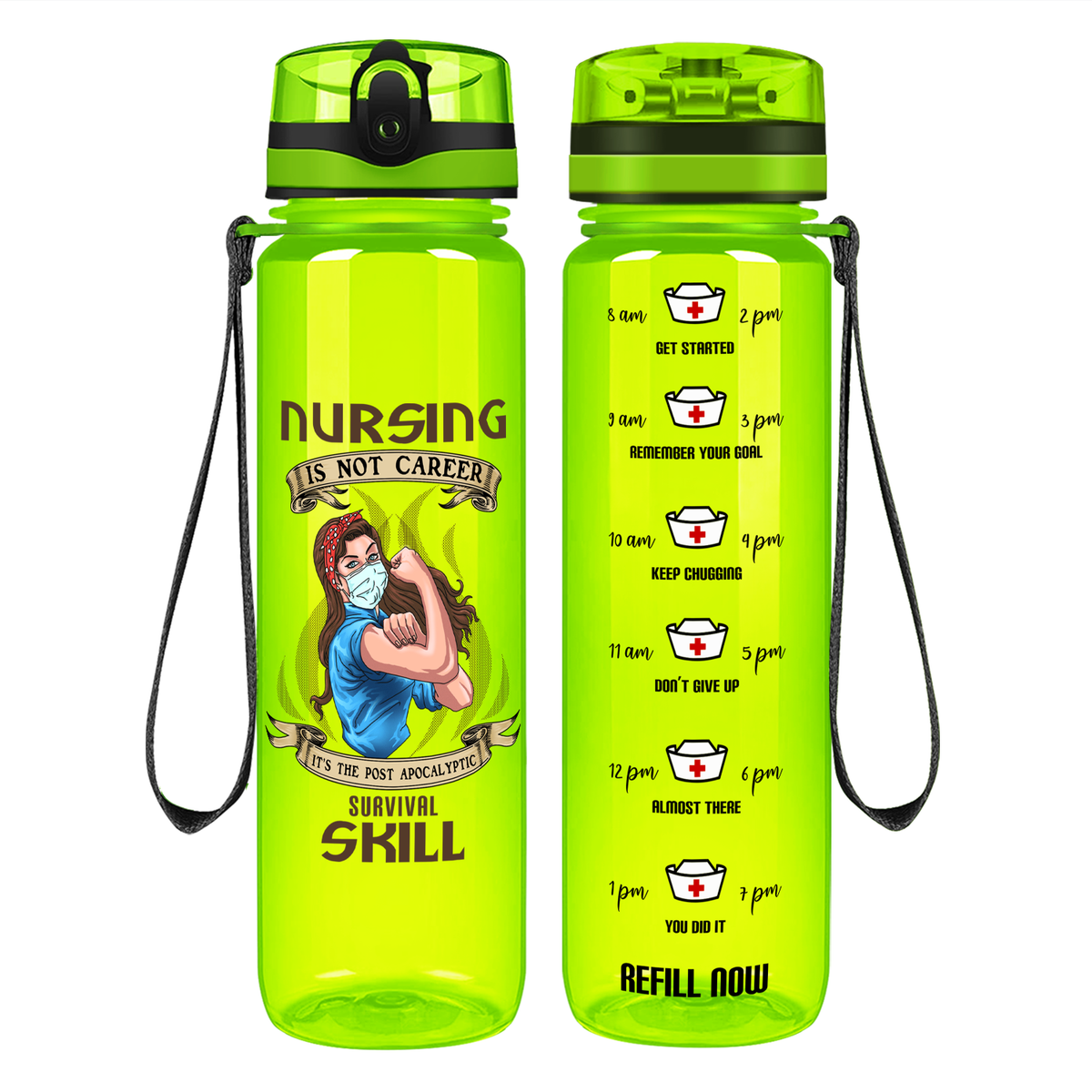 Survival Skill on 32oz Motivational Nurse Water Bottle