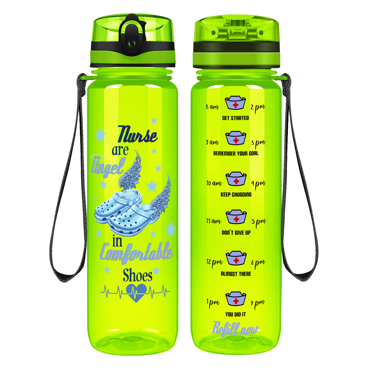 Nurses are Angel on 32oz Motivational Tracking Water Bottle