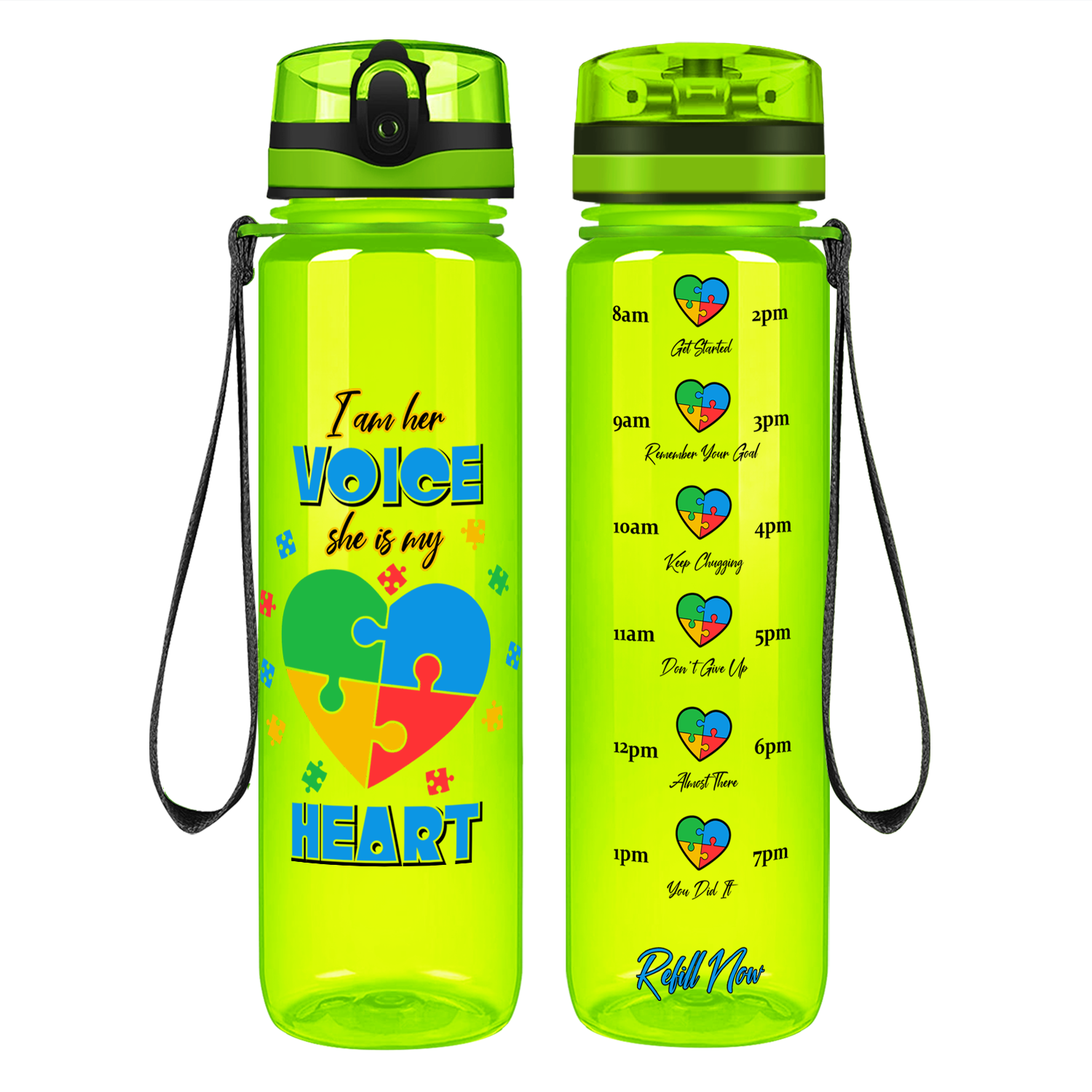 She is My Heart Autism Puzzle Motivational Tracking Water Bottle