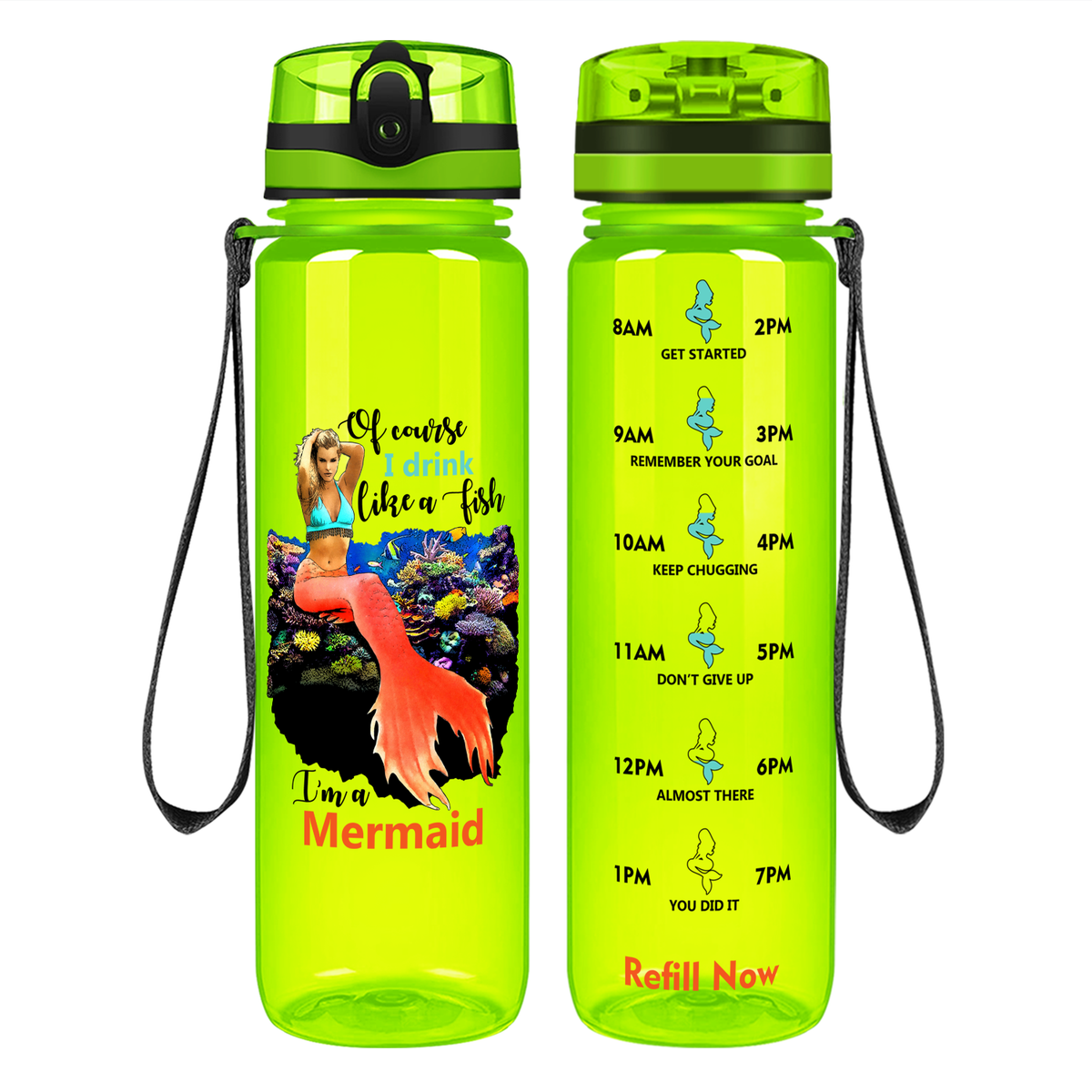 I Drink Like a Fish on 32 oz Motivational Tracking Water Bottle