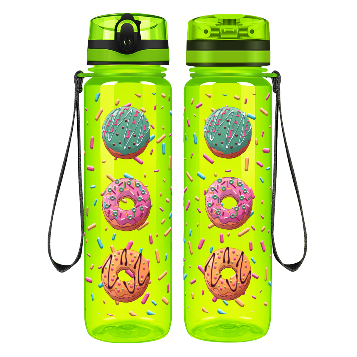 Frosted Donuts on 32 oz Motivational Tracking Water Bottle