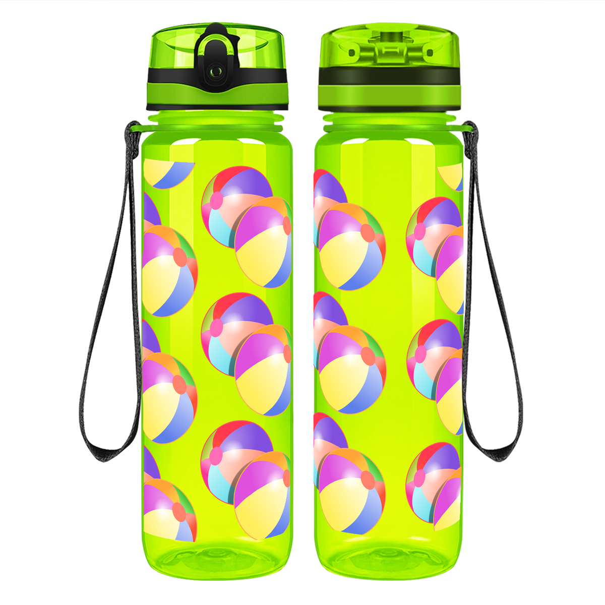 Beach Balls on 32 oz Motivational Tracking Water Bottle