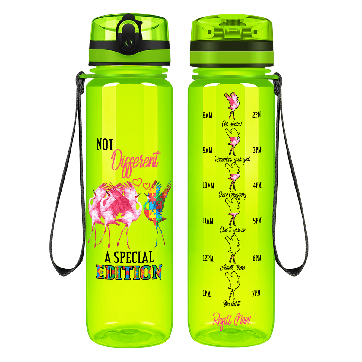 Not Different A Special Edition Autism on 32 oz Motivational Tracking Water Bottle