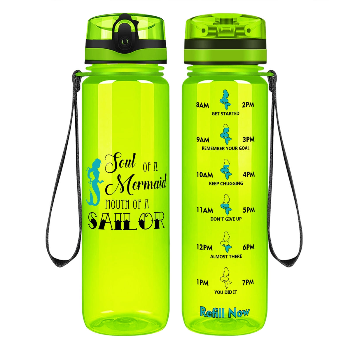 Mouth of a Sailor on 32 oz Motivational Tracking Water Bottle