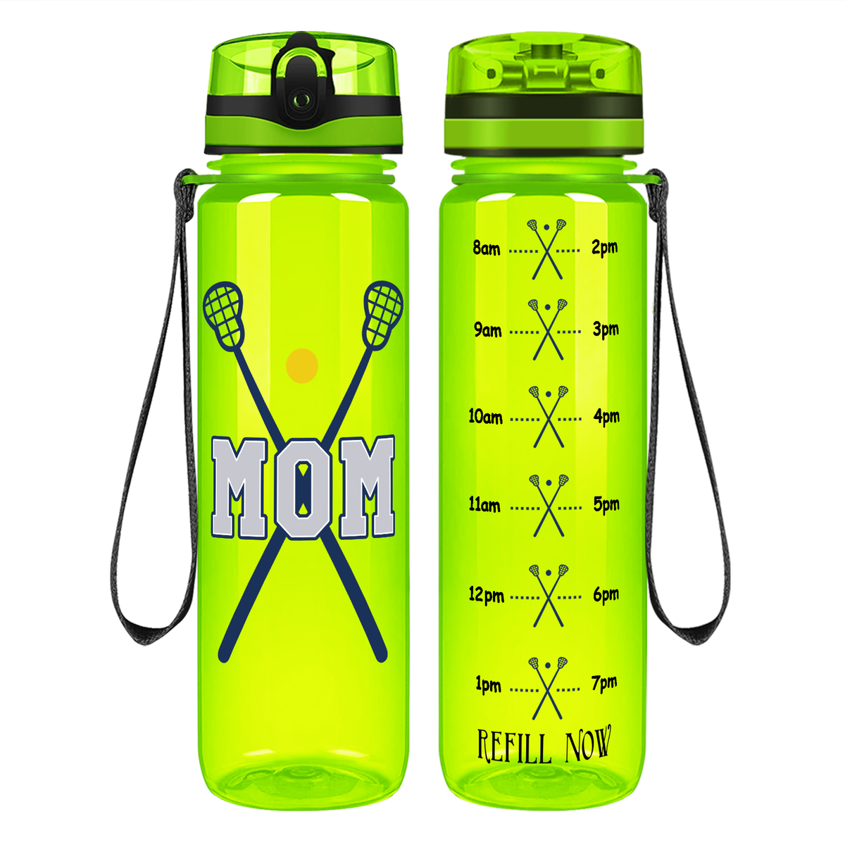 Mom Lacrosse Sticks on 32 oz Motivational Tracking Water Bottle