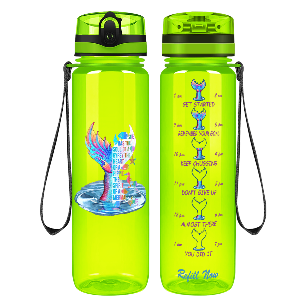 Soul of A Gypsy on 32 oz Motivational Tracking Water Bottle