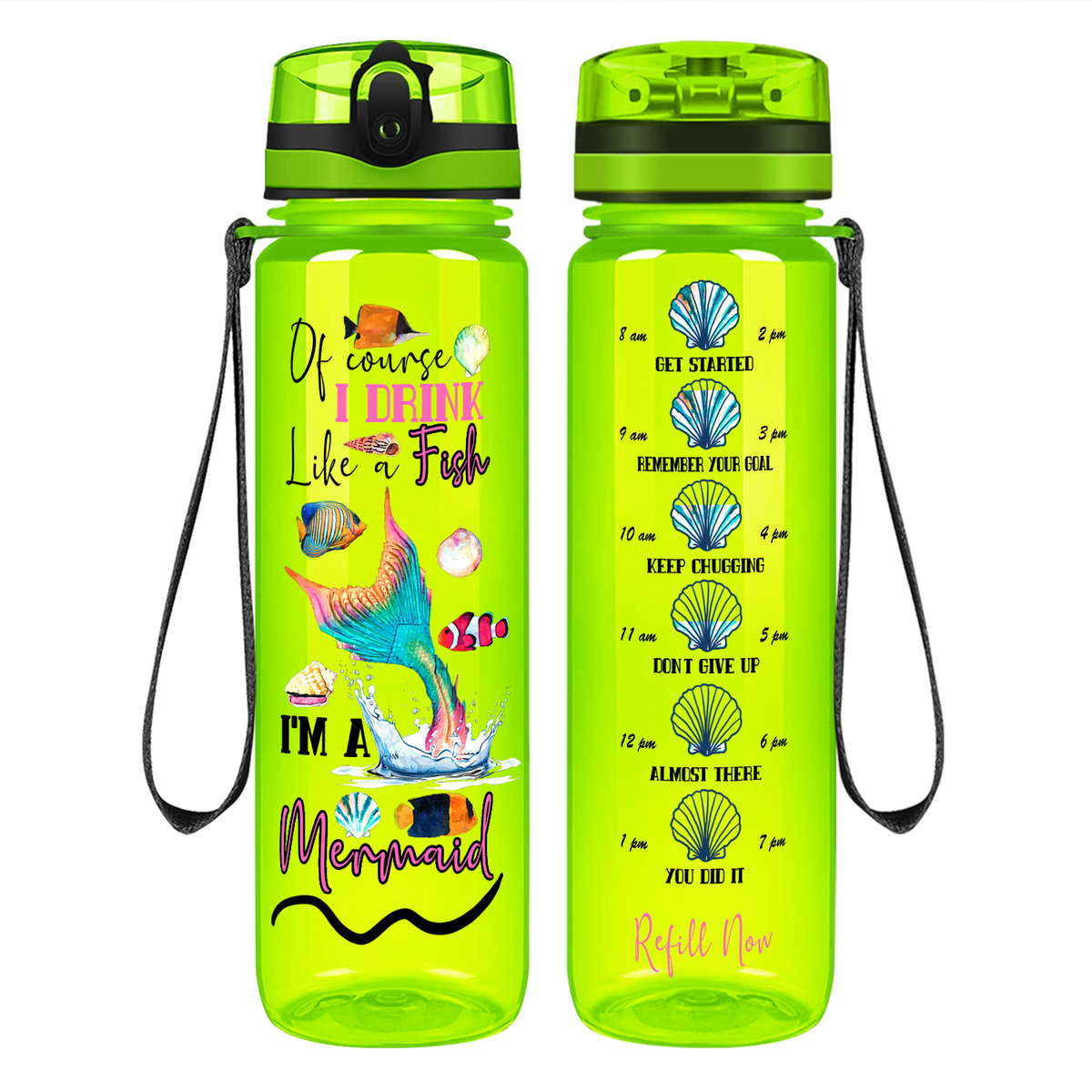 I'm A Mermaid on 32 oz Motivational Tracking Water Bottle