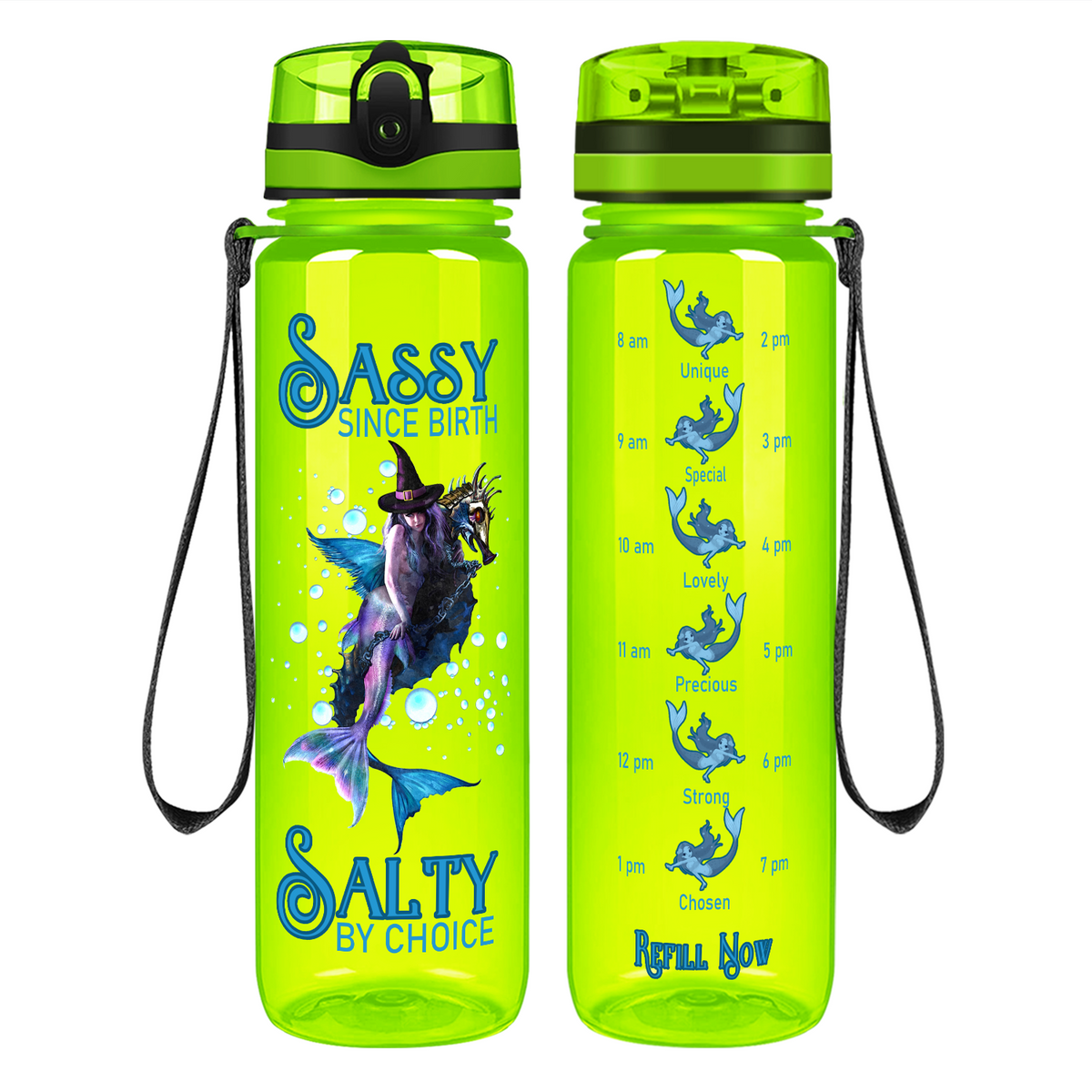 Salty By Choice on 32 oz Motivational Tracking Water Bottle