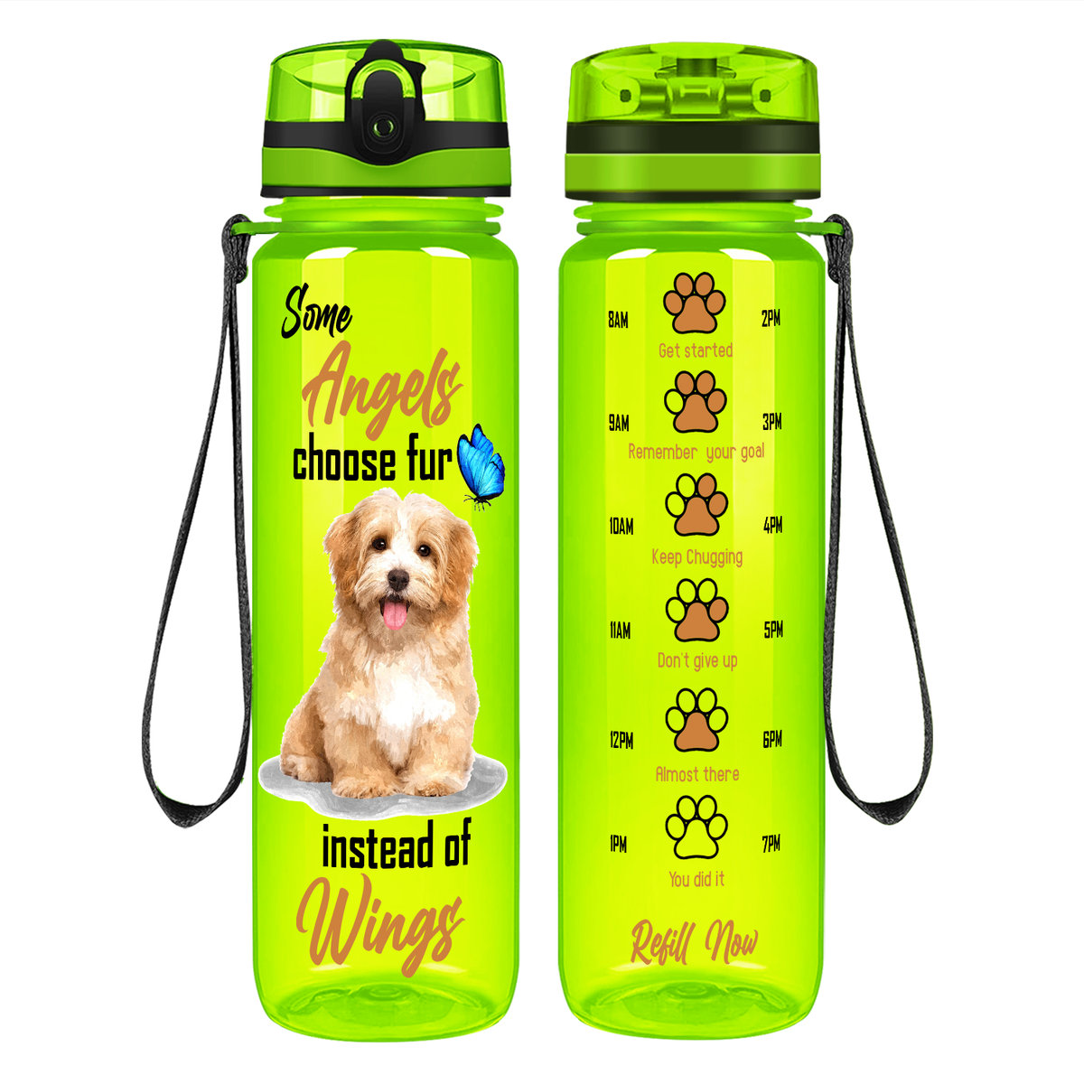 Some Angels Choose Fur Instead of Wings Golden Retriever on 32 oz Motivational Tracking Water Bottle
