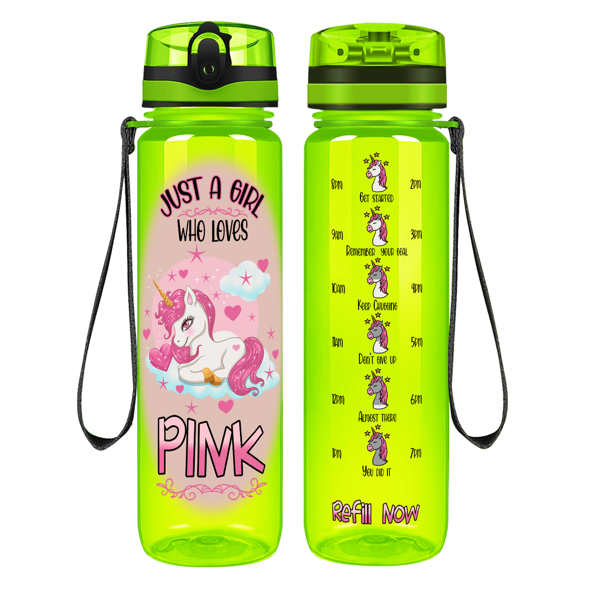 Just A Girl Who Loves Pink on 32 oz Motivational Tracking Water Bottle