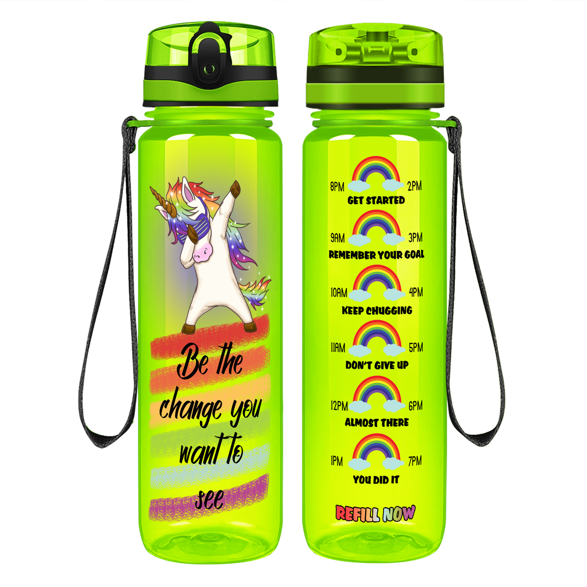 Be The Change You Want To See on 32 oz Motivational Tracking Water Bottle
