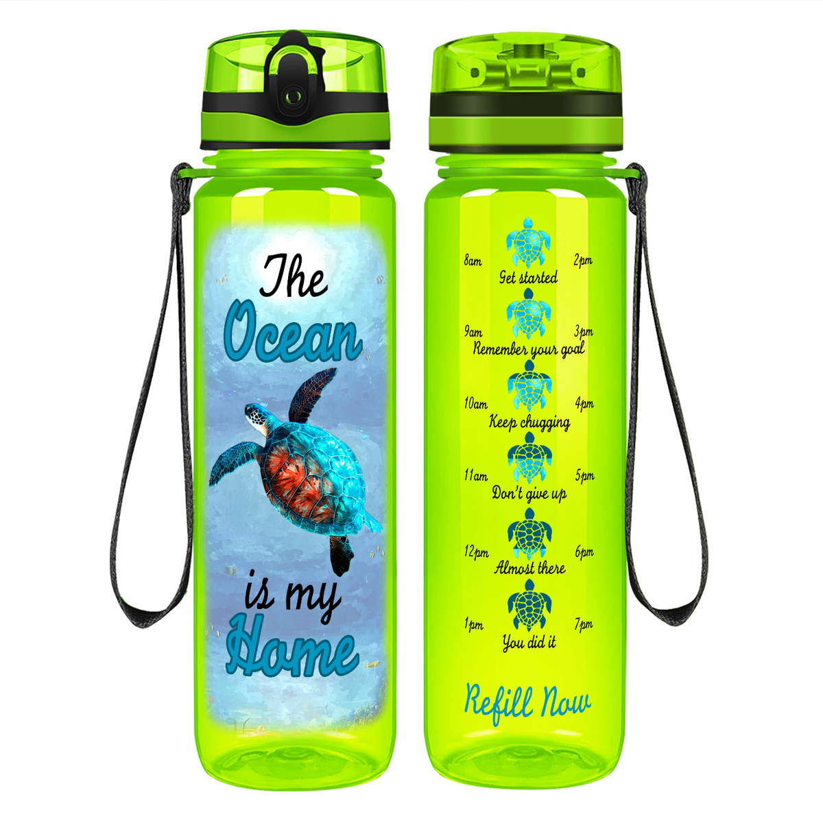 The Ocean Is My Home on 32 oz Motivational Tracking Water Bottle
