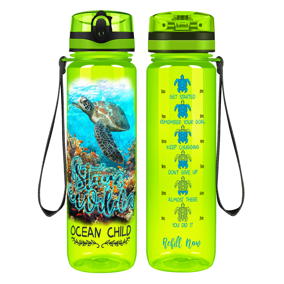 Stay Wild Ocean Child on 32 oz Motivational Tracking Water Bottle