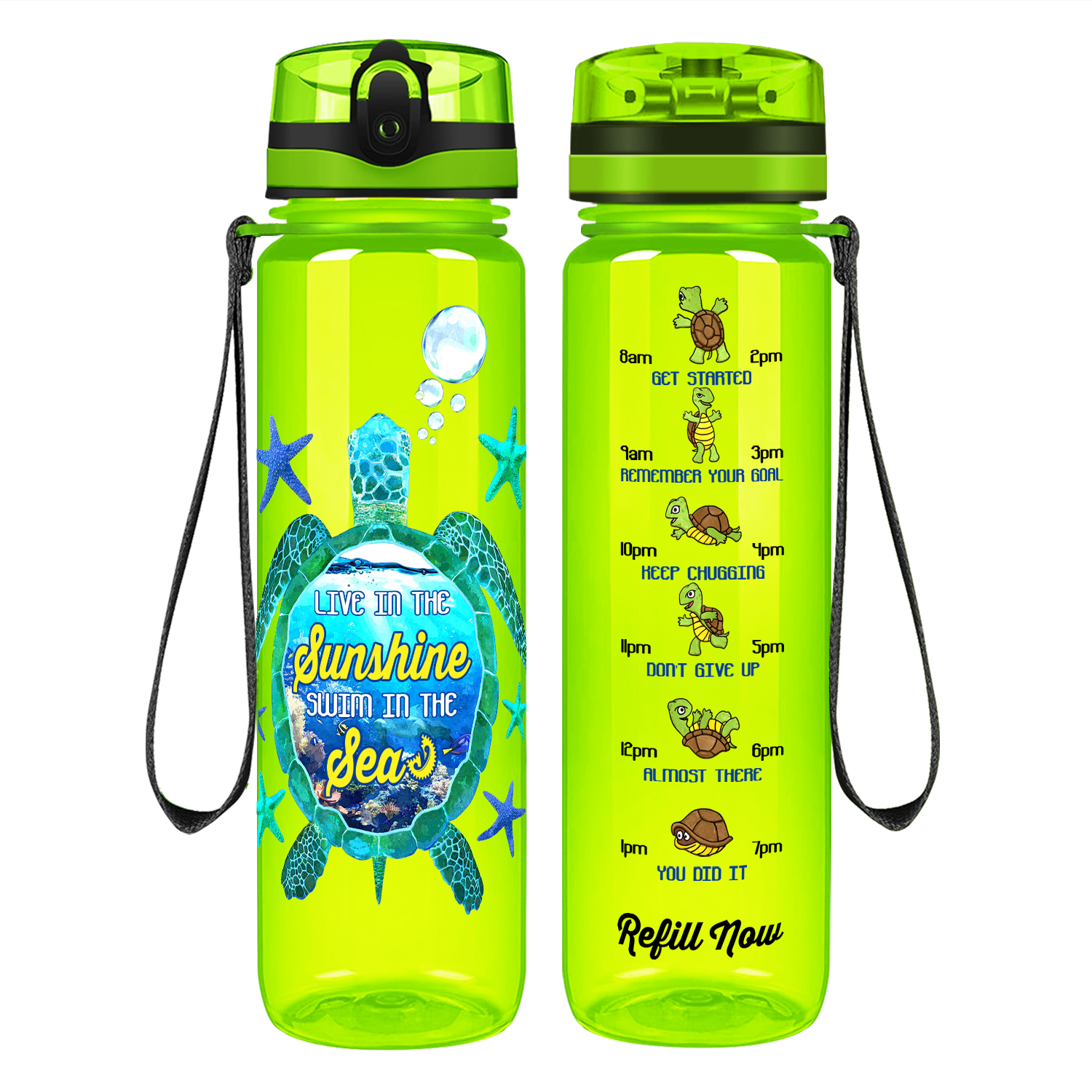Live In The Sunshine Swim in The Sea on 32 oz Motivational Tracking Water Bottle