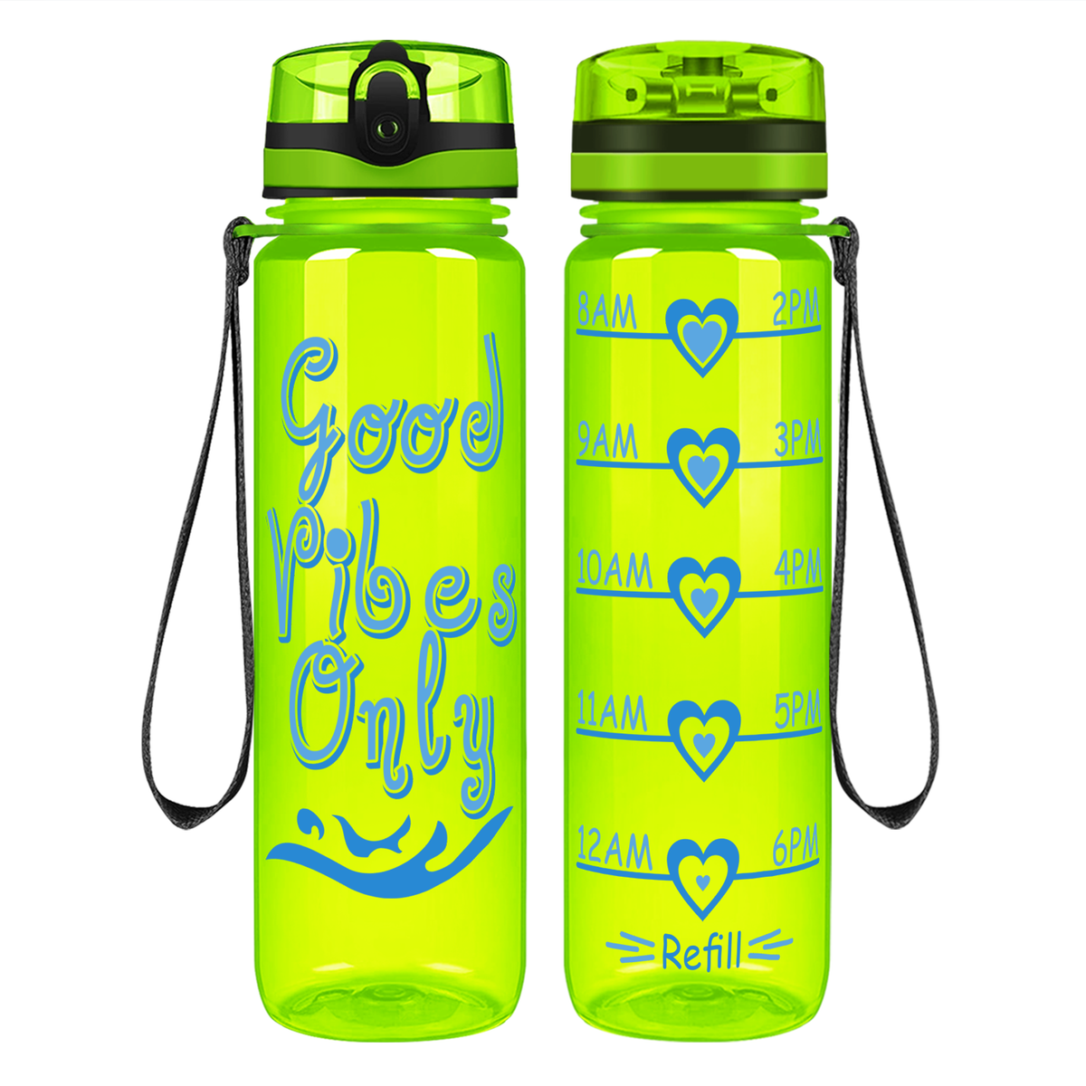 Good Vibes Only on 32 oz Motivational Tracking Water Bottle