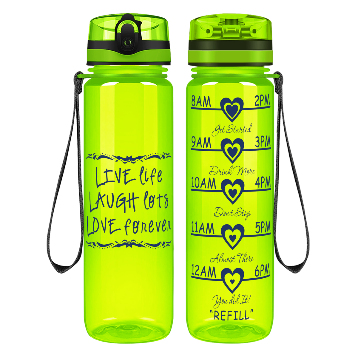 Live Life on 32 oz Motivational Tracking Water Bottle