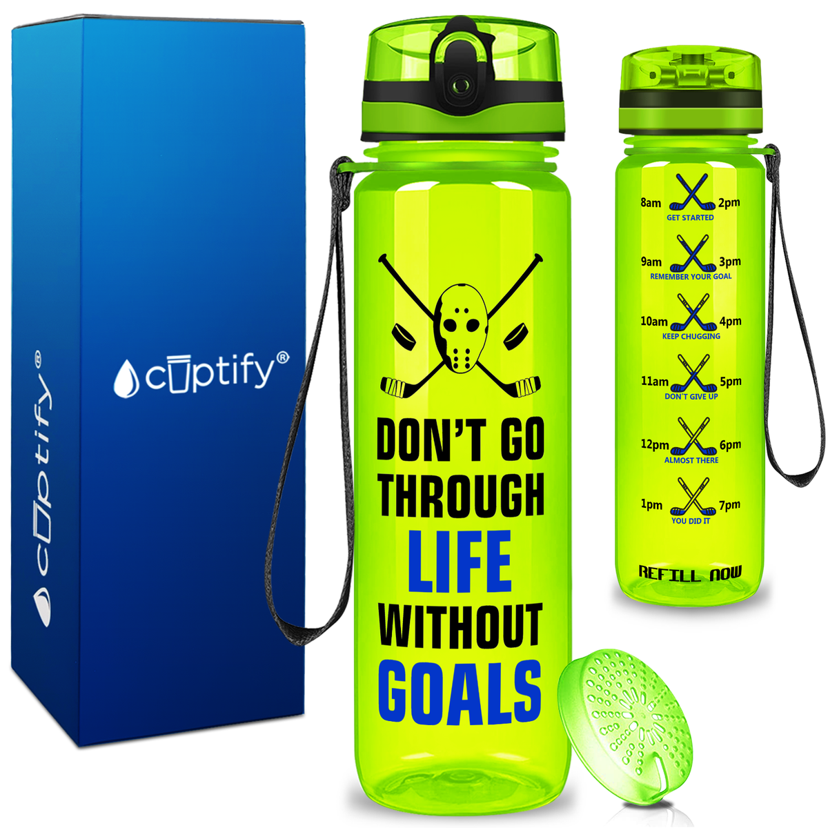 Personalized Dont Go Through Life on 32 oz Motivational Tracking Water Bottle