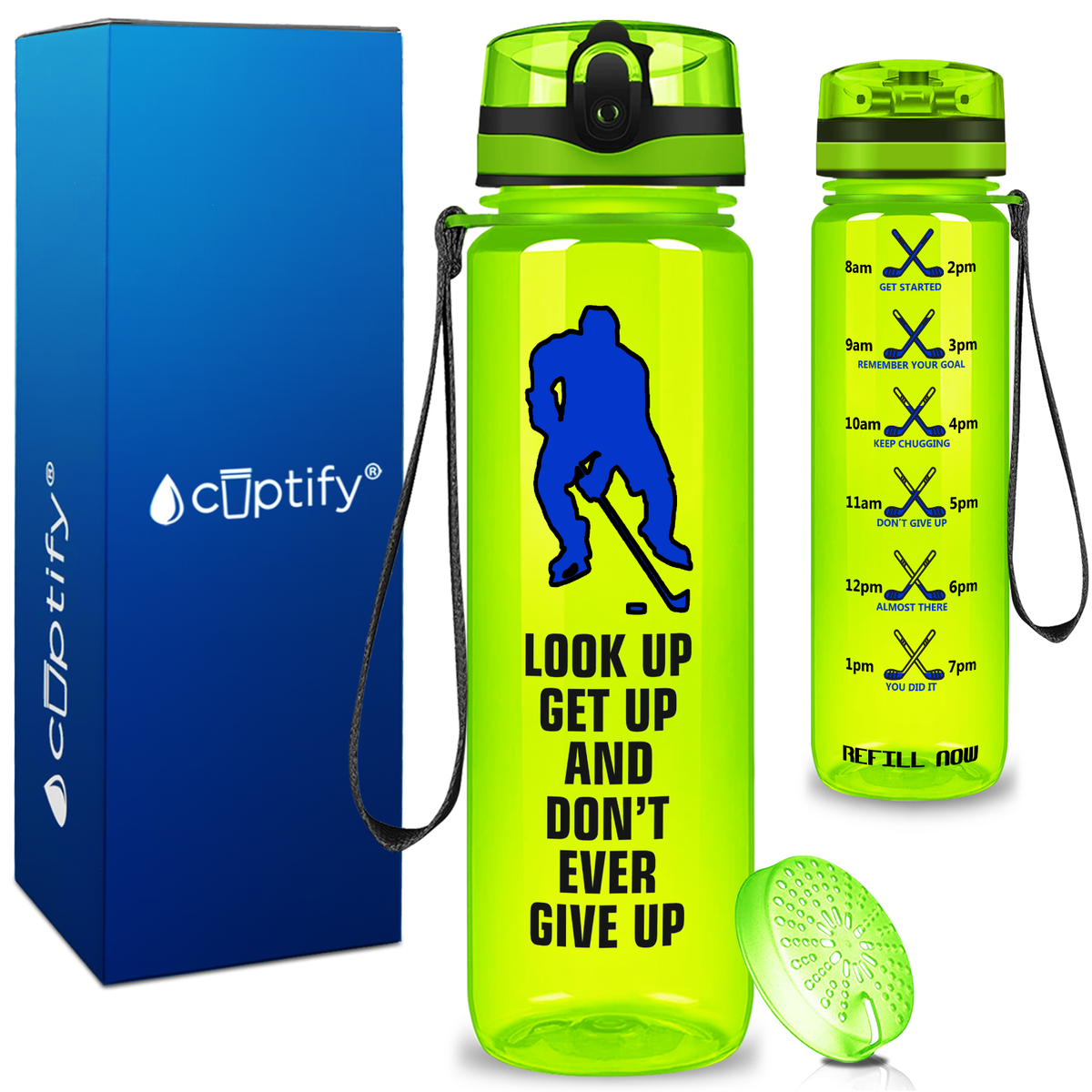 Personalized Look up Get Up on 32 oz Motivational Tracking Water Bottle