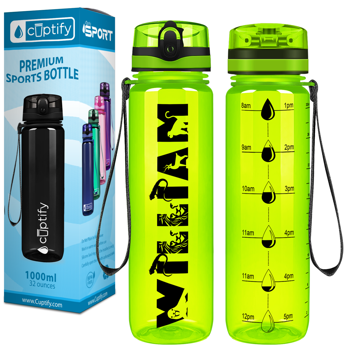 Kids Personalized on Lime 32 oz Motivational Tracking Water Bottle
