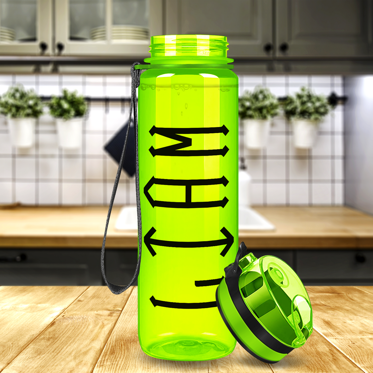 Kids Personalized on Lime 32 oz Motivational Tracking Water Bottle