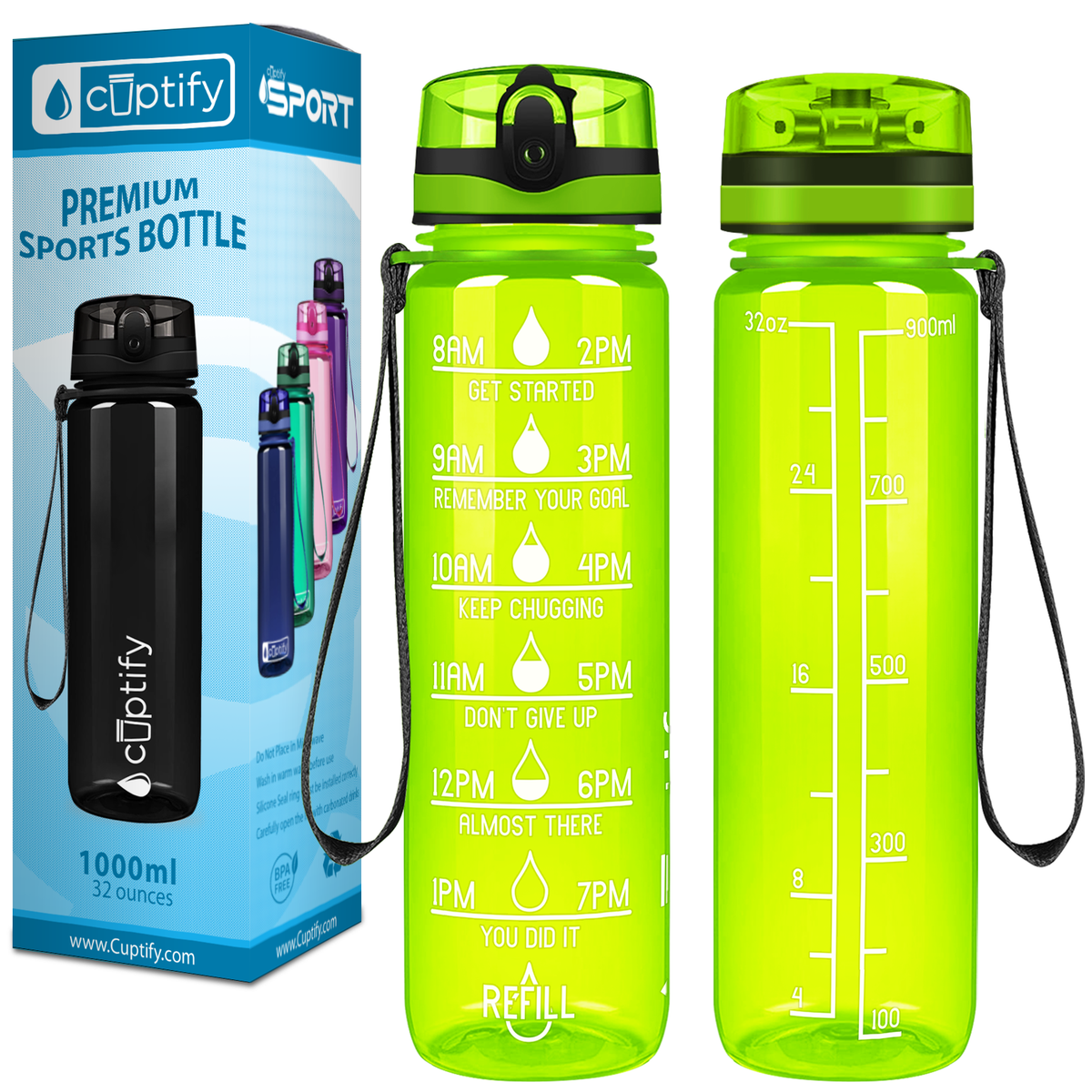 Cuptify Lemon Gloss 32 oz Motivational Water Bottle