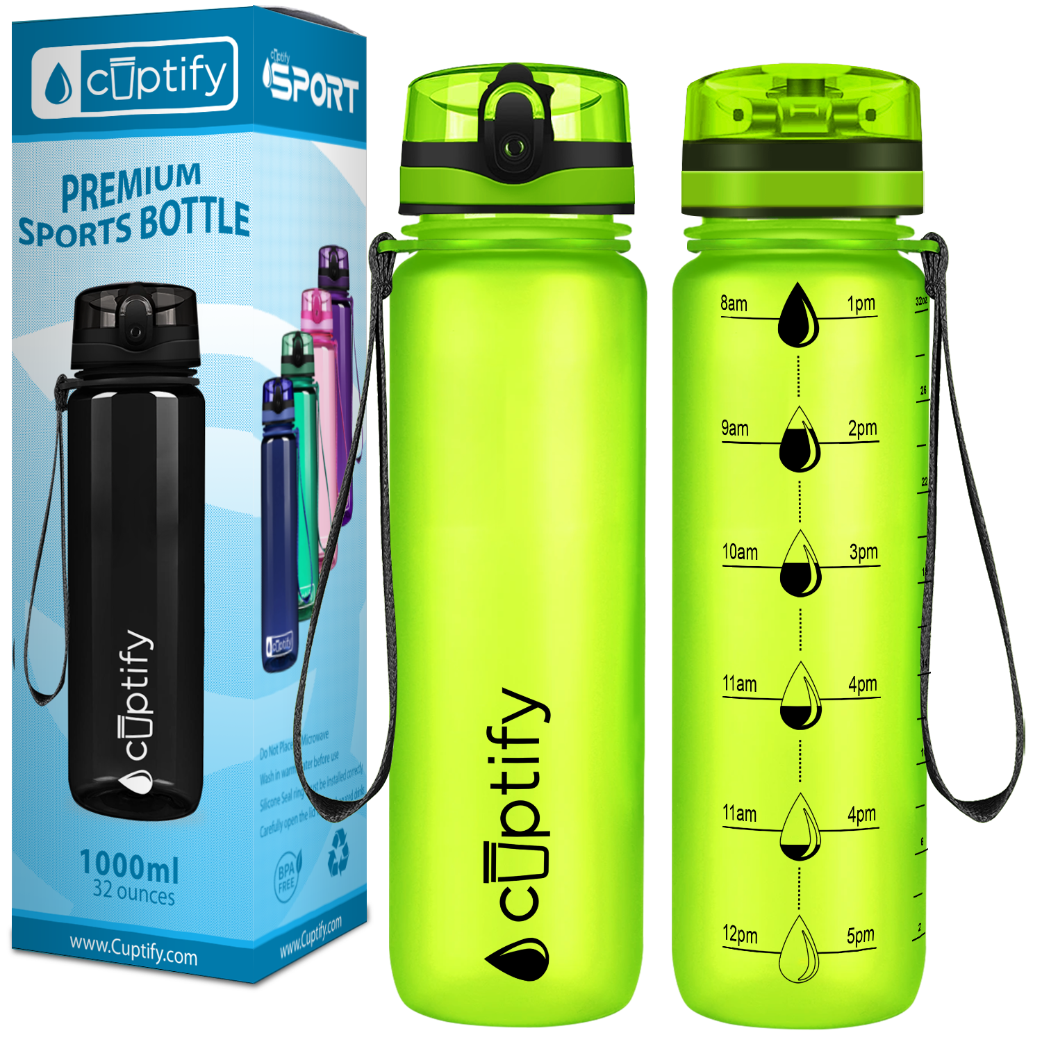 Purple Frosted 32 oz Hydration Tracker Water Bottle - Cuptify