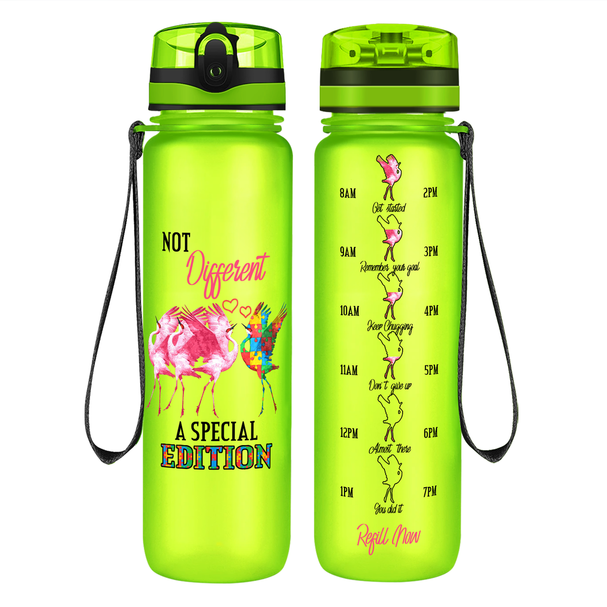 Not Different A Special Edition Autism on 32 oz Motivational Tracking Water Bottle