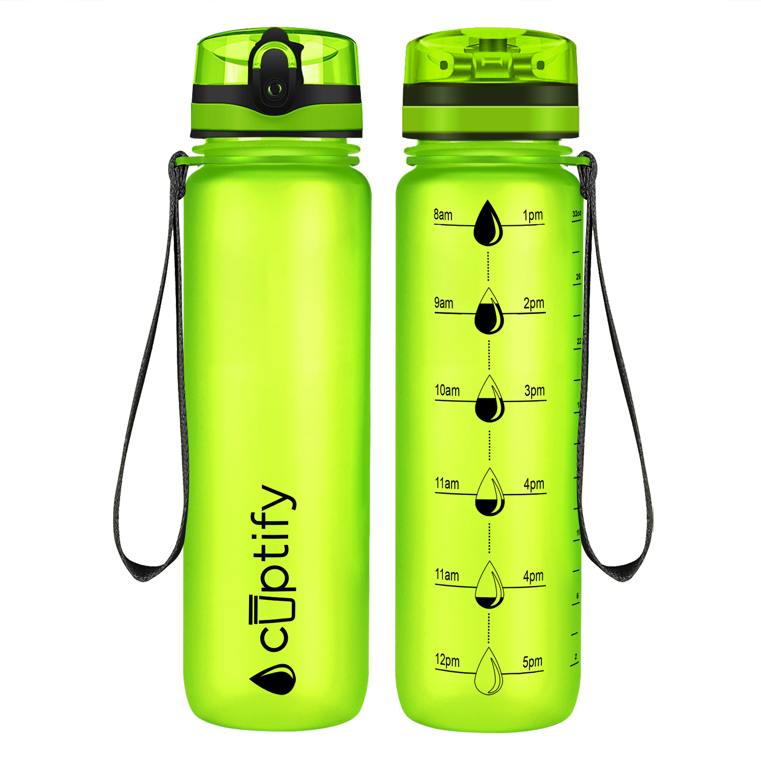 Cuptify Clear Frosted 32 oz Hydration Tracker Water Bottle