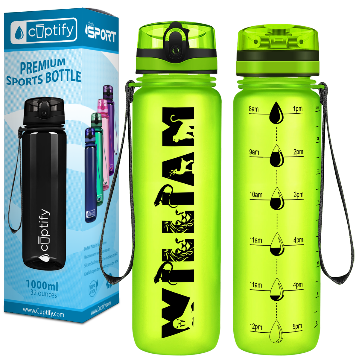 Kids Personalized on Lime Frosted 32 oz Motivational Tracking Water Bottle